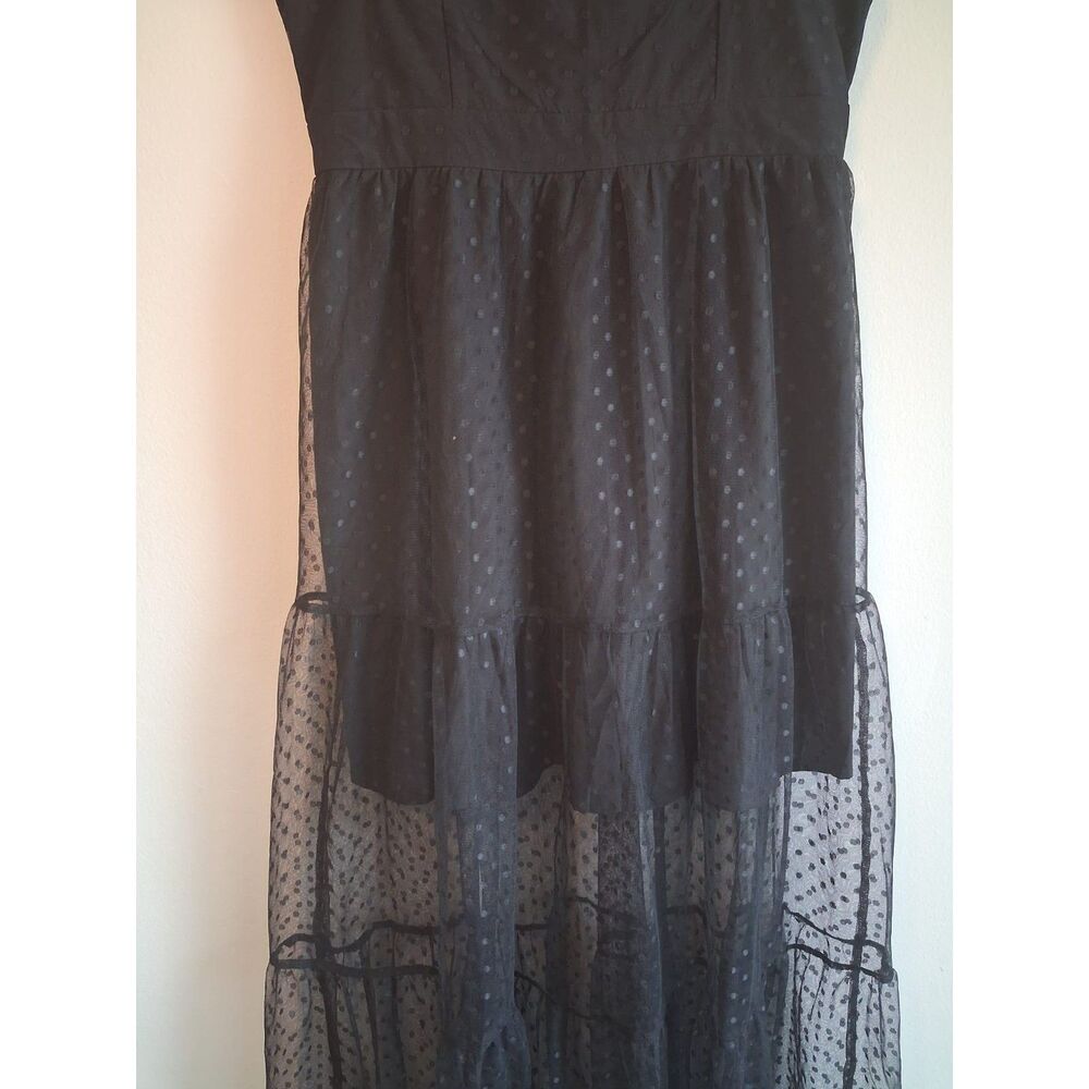 Lulu's Romantic Spot Black Polka Dot Cocktail Dress Medium - Picture 5 of 8